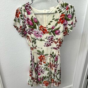 Beige Floral Dresss
